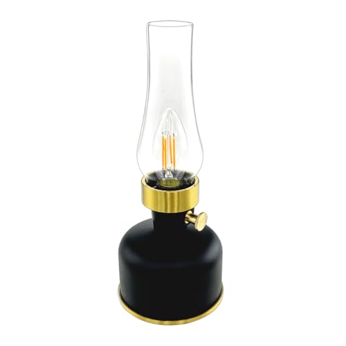 オイルランプ風LEDテーブルランプ (ランタン風) USB 5V充電 調光 アウトドアでもインドアでも少しレトロな癒しの灯を REUDO リュウド OS-2231-3-BK