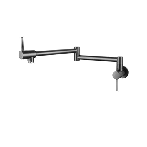 MSHGSKU Grifo de Cocina extraíble de Oro Cepillado, Grifo Giratorio de un Solo Orificio para Fregadero, Brazo articulado Doble, Montaje en Pared, Ideal para llenar ollas y decoración Moder