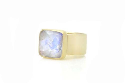 Bague Pierre de Lune carrée de 10mm d'épaisseur pour femme