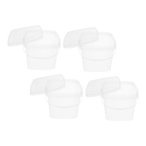 OFFSCH 4 Piezas Cubos de Plástico con Tapa y Asa Cuadrados de Pintura Almacenamiento Alimentos Manualidades Portátil Multifuncional