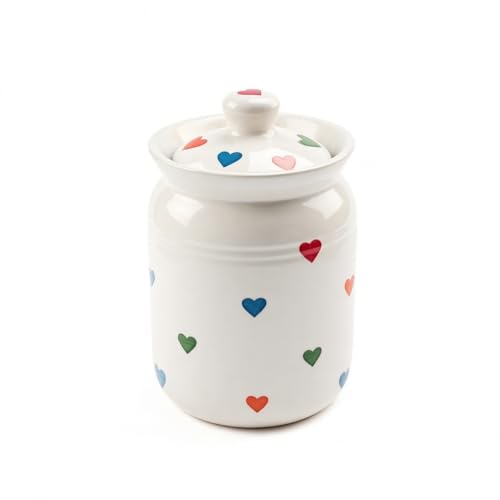 Image of Multi Heart Printed Ceramic Handglazed Pickle Jars Set of 1-1000 ML Each | 1 kg Achaar Martban Barni Jar with Lid | Ceramic Storage Jar Container Pickle, Chatney