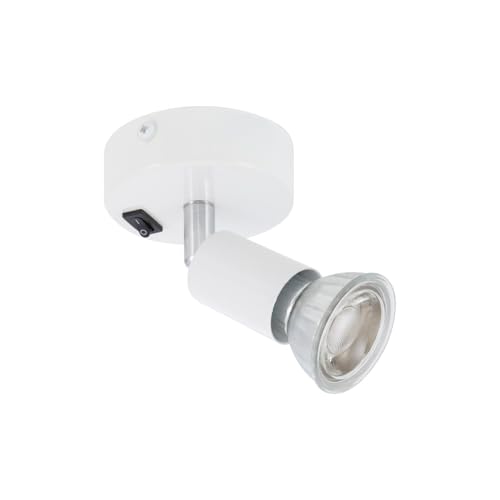 LEDKIA LIGHTING Lámpara de Pared Aluminio Orientable con Interruptor 1 Foco Oasis Blanco Blanco