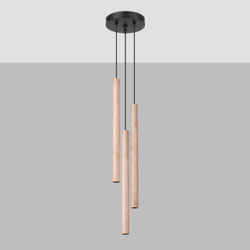Lámpara colgante de madera 3 bombillas comedor techo moderna rectangular G9 PASTELO 3
