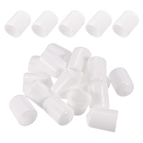 DMiotech 50 Pack 3/4" ID White Screw Thread Protectors Rubber End Caps Bolt Covers for Screw Bolt Furniture Pipe