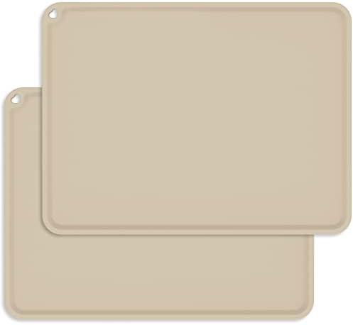 Baby Placemat,Silicone Placemats for Toddlers Kids,Baby Placemat for Restaurants Home with Food,Washable Wipeable Non-Slip Placemats for Kids(2Pack,Beige)