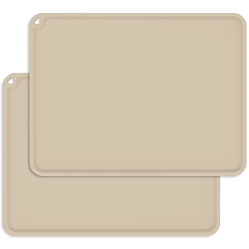 Baby Placemat,Silicone Placemats For Toddlers Kids,Baby Placemat For Restaurants Home With Food,Washable Wipeable Non-Slip Placemats For Kids(2Pack,Beige) #TOP3