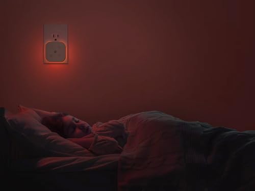 Image of 2 Pack 630nm Dim Red Sleep Light Plug in Night Light, Baby Nursery, Kids Adult Sleep Light, Blue Purple Red Three Colors Night Light, Dimmable, Bedroom, Bathroom, Hallway, Kitchen