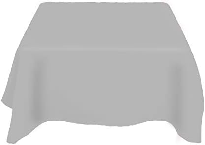 Sterling Mill Seamless Finish Polyester Square Tablecloth Table Cover Cloth for Dining Christmas Party Parties Wedding Birthday Restaurant - White Black Silver Christmas Red (Silver, 70" x 70" Square)