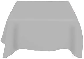 Sterling Mill Seamless Finish Polyester Square Tablecloth Table Cover Cloth for Dining Christmas Party Parties Wedding Birthday Restaurant - White Black Silver Christmas Red (Silver, 70" x 70" Square)