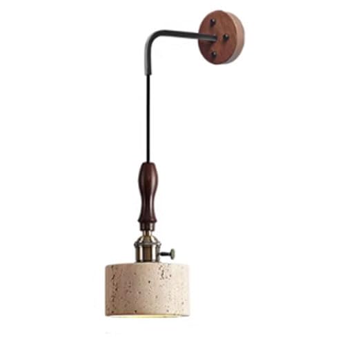 HXYSXHJUO Nordic Simple Style Wall Sconce, Creative Yellow Travertine Wood Lamp, E26 Screw Single-Head Light, Porch TV Cabinet Entryway Decorative Lighting Fixtures