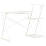 INLIFE Schreibtisch mit Regal Weiß 116×50×93 cm
