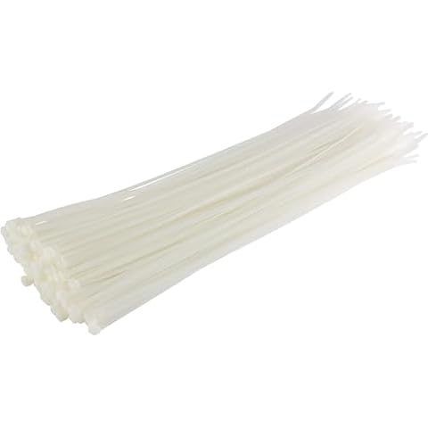 GTSE 14 Inch White/Clear Zip Ties, 100 Pack, 40lb Strength, UV Resistant Long Nylon Long Cable Ties, Self-Locking 14" Tie Wraps Cover