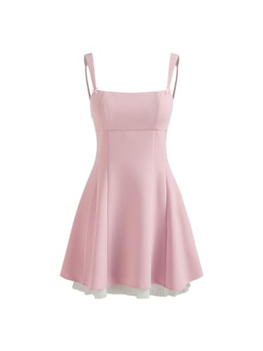 CIDER Mini Dress Square Neck Bowknot High Waist Bodycon Sleeveless Party Dress