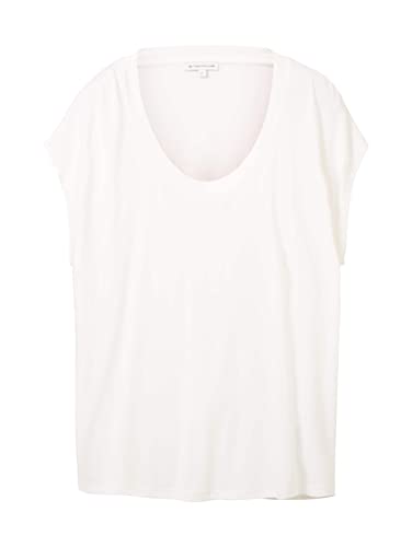 T-shirt blanc ample femme à col rond en maille de coton douce L