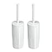 mDesign Slim Plastic Toilet Bowl Brush and Holder Set, Modern Compact Storage Organizer Cleaner Scrubber for Toilet - Heavy Duty Cleaning Plunger for Bathroom, Aura Collection, 2 Pack, White