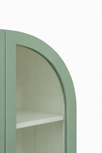 Image of Archies 2 Door Display Cabinet Crockery Cabinet Wooden Multipurpose Cabinet Olive Green and Off White 80 x 40 x 160 cm