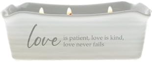 Pavilion Gift Company - Love is Patient, Love is Kind, Love Ever Fails - 12 oz Wax Reveal Secret Surprise Message Triple-Wick Jasmine Scented Candle Housewarming Wedding Anniversary Wife Present