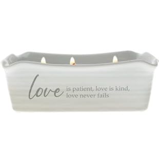 Pavilion Gift Company - Love is Patient, Love is Kind, Love Ever Fails - 12 oz Wax Reveal Secret Surprise Message Triple-Wick Jasmine Scented Candle Housewarming Wedding Anniversary Wife Present
