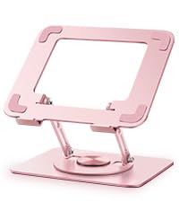 Vaydeer Regulowany stojak na laptopa z podstawą obrotową o 360° i składaną konstrukcją, ergonomiczny uchwyt na laptopa pasuje do MacBooka, Dell, HP i innych laptopów 10-15,6 cala (różowy)
