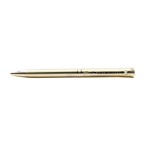 Image of SWISS MILITARY INNOVA Smooth Writing Metal Body Ball Pen with 0.7mm NSTC Blue Poly Jotter Refill, 2000-2200m Writing Length, Best Gift Men & Women, Professional, Executive Office- Body Gold
