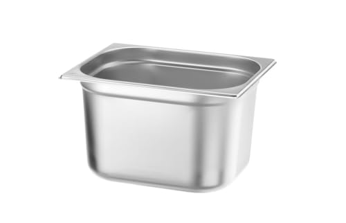 HENDI Gastronormbehälter, geeignet für Chafing Dishes, Bain-marie, Backöfen, Kühlschränken, Gefrierschränke, temperaturbeständig von -40° bis 250°C, 12,5L, GN 1/2, 325x265x(H) 200mm, Edelstahl