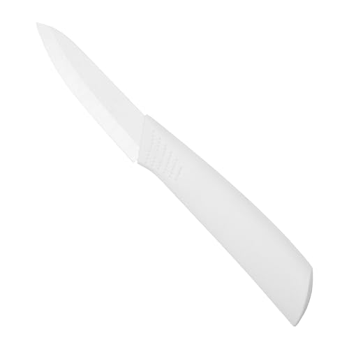 Agyo X02A Coltello in Ceramica Lama 7,5 cm – Manico PVC bianco antiscivolo con fodero protettivo, ultra-leggero per frutta, verdura, erbe e lavori di precisione