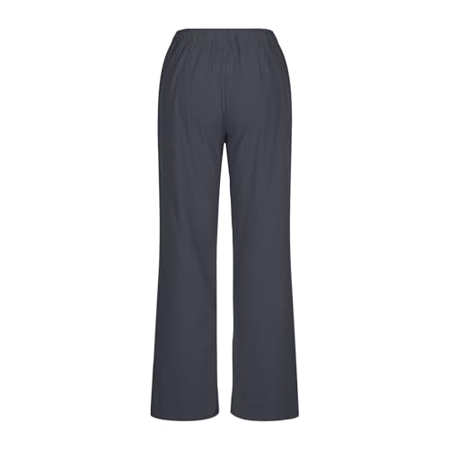 Womens Summer Cotton Pants Dressy Casual High Waisted Drawstring Lounge Trousers Loose Wide Legged Flwoy Beach Pant4