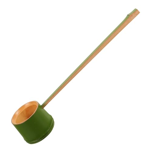 PAMINGONO 長柄花柄杓 ティーポット 抹茶茶碗 水汲みひしゃく お茶 ティートレイ タブー 式 茶道具 洗濯粉スクープ 実用的な水スクープ 小麦粉 バスソルト 竹