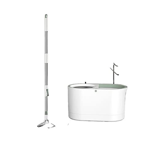 Wischmopp und Putzeimer Set Spin Mopp und Eimer mit Wringer Set Waschen und Trocknen Combo und 2 Mikrofaser Wiederverwendbare Head Refills Bodenreinigungssystem Putzeimer und Bodenwischer mit