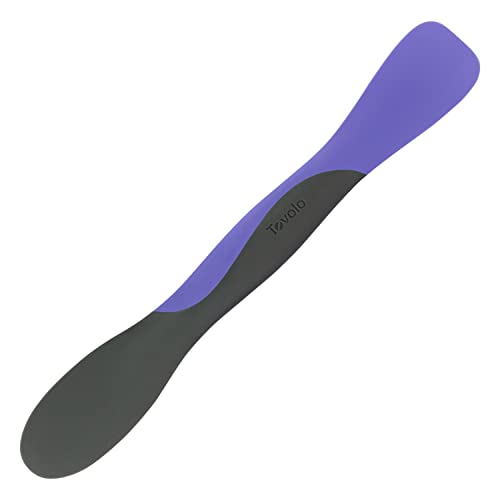 Image of Tovolo Mini Scoop and Spread Tool for Kitchen Meal Prep Peri Purple and Charcoal Gray, Small Sandwich Spreader Spatula for Peanut Butter Jelly, Silicone BPA Free Dishwasher Safe Scooper Spreader