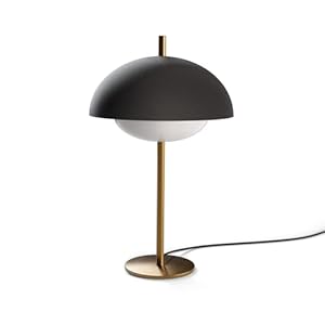 Sulion – Lámpara de Mesa MUSU con Base en Dorado Satinado – Diseño Elegante Retro Vintage- 1x Bombilla Casquillo E27