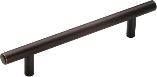 Image of Amerock 5-1 /16 inch Bar Pulls Oil-Rubbed Bronze Drawer Pull | 5-1 /16 inch (128mm) Center-to-Center Mounting Distance and 7-3 /8 inches Overall Length, Durable Carbon Steel Cabinet Hardware