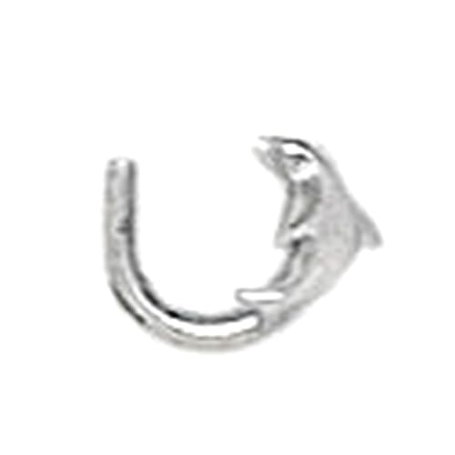 14k White Gold Dolphin Body Piercing Jewelry Nose Screw Body