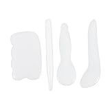 BESTYASH 4 Stück Jade Gua Sha Massagegerät Gesicht Körper Massagebrett aus Natürlichem Jade für Entspannende Muskelbehandlung und Wellness