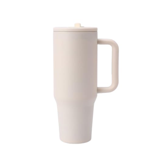 Amacap 30oz,40oz Tumbler with Handle and Straw 40 oz Flowstate 3-Position Lid Cup Holder Compatible for Travel Insulated Stainless Steel Cup（ White 40oz）