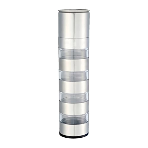 Travel Seasoning Containers 4-in-1, Portable Salt and Pepper Grinder Set for Outdoor Cooking, Camping, RV, and Traveling, Stainless Steel