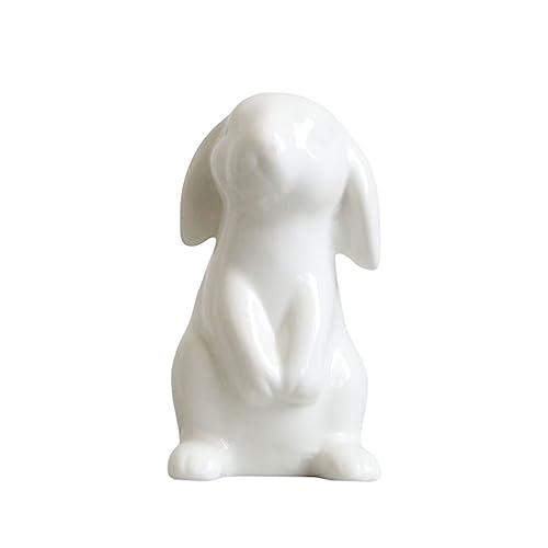 ノーブランド品 セラミックウサギの置物磁器白ミニチュアリビングルームの彫刻像植木鉢家具の装飾, タイプG