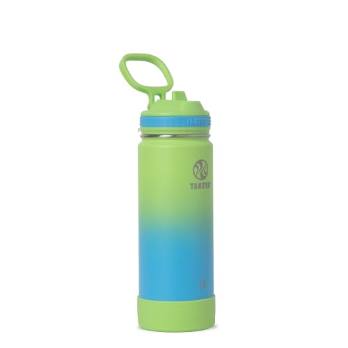 Takeya 18 oz Actives Stainless Steel Water Bottle with Straw Lid – Leakproof, Double-Wall Insulated, Keeps Drinks Cold 24 hrs/Hot 12 hrs, BPA-Free, Powder-Coated, Gym & Travel, Ombre Excitement