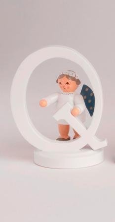 Ange d'Erzgebirge en bois Rudolphs Schatzkiste lettre Q 7 cm