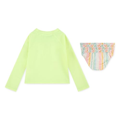 Image of Hurley Baby and Toddler Girls' Long Sleeve Rash Guard Swim Suit 2-Piece Outfit Set