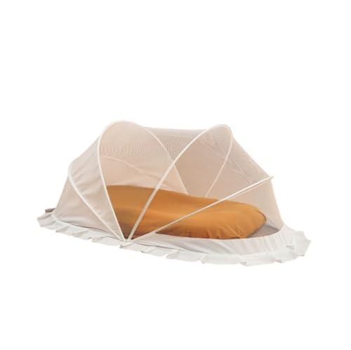 ベッドインベッドベビーベッド 持ち運び ベビーベッド 新生児 枕付き ベッドインベッド 携帯型ベビーベッド 添い寝 ポータブル 出産祝い 通気性洗濯可能 0-24ヶ月 誕生プレゼント (ブラウン+折りたたみ蚊帳,56×95cm)