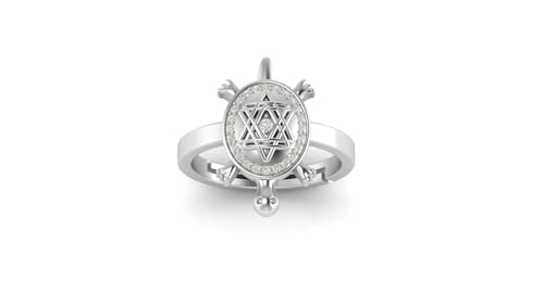 Image of LMDPRAJAPATIS Certified Natural Navratna Best Of Luck Gold & Silver Plated Tortoise Adjustable Ring for Men Or Women's