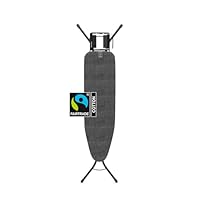 Brabantia - Ironing Board A - With Steam Iron Rest - Adjustable in Height - Non-Slip Rubber Feet - Cotton Cover with Foam Layer - Foldable - Denim Black - 110x30 cm