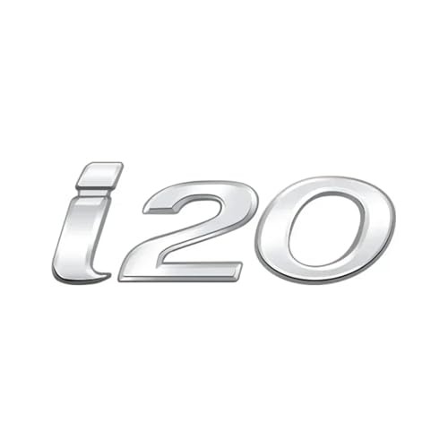 DEVFGTQA Car Emblem 3D Metal Logo Body Decals Sticker Rear Tail Trunk Boot Mark Letter Badge I10 I20 I30 I40 N LINE Styling Accessories(I20 Silvery)