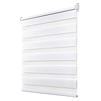 Deswell Doppelrollo Klemmfix ohne Bohren Weiß B65 x H230 cm (Stoffbreite 61cm) Rollos für Fenster ohne Bohren für Fenster mit Lichtdurchlässig & Verdunkelnd/Höhe Stufenlos Verstellbar – Ansicht 1
