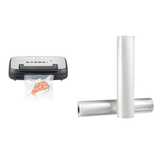 CASO VRH 590 advanced Vakuumierer - bis 125 Vakuumiervorgänge non-stop & Amazon Basics 28 cm x 500 cm, 2 Rollen für Vakuumierer
