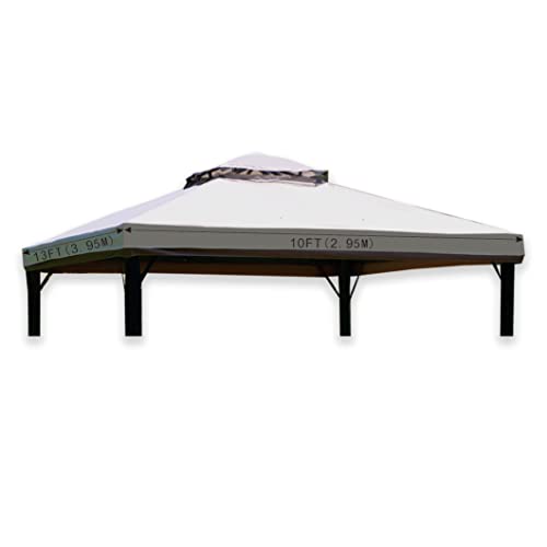 Gazebo Canopy Replacement Top 10'X13' - Fit The Gazebo With Slot- Waterproof Canvas Gazebo -Beige #TOP3