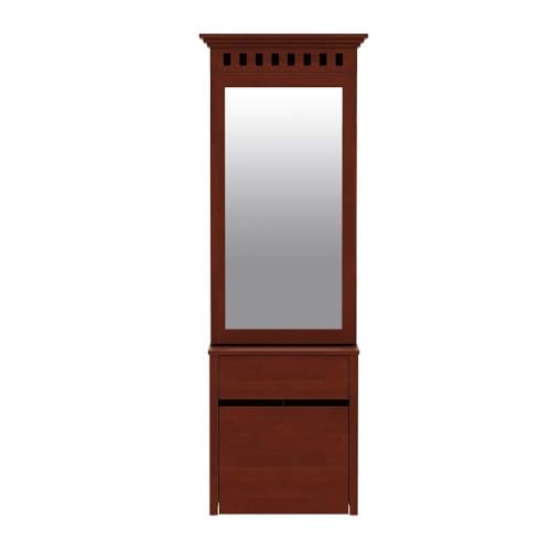 Image of Wakefit Dressing Mirror | 3 Years Warranty | Wardrobe with Storage and Mirror (Devore, Solid Wood - Golden Brown)