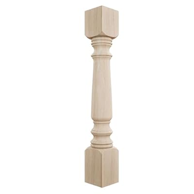 Ekena Millwork COL05X05X35LERW Legacy Tapered Cabinet Column (Top Block: 6", Bottom Block: 7"), 5"W x 5"D x 35 1/2"H, Rubberwood