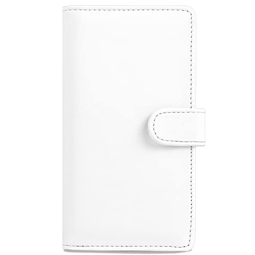 LOLOMLO PU Leather Checkbook Cover for Register Duplicate Checks, RFID Blocking Checkbook Holder, White, Wallet Style